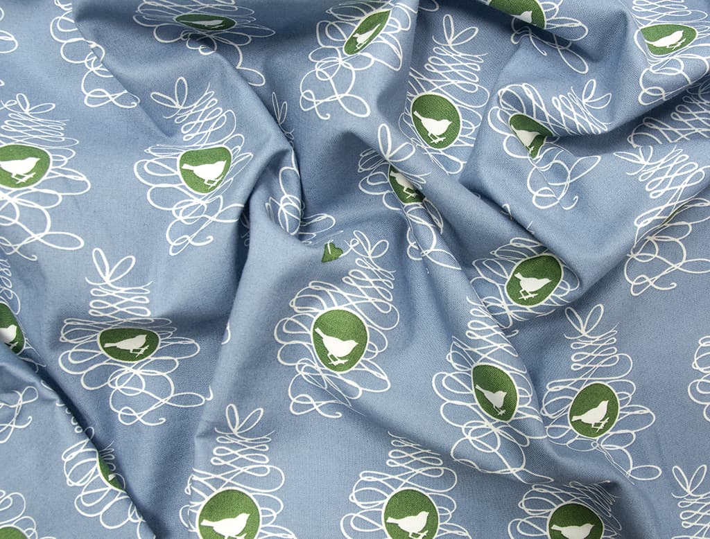 Ткань Gütermann Fenton House (голубой/птица в рамке) - №1