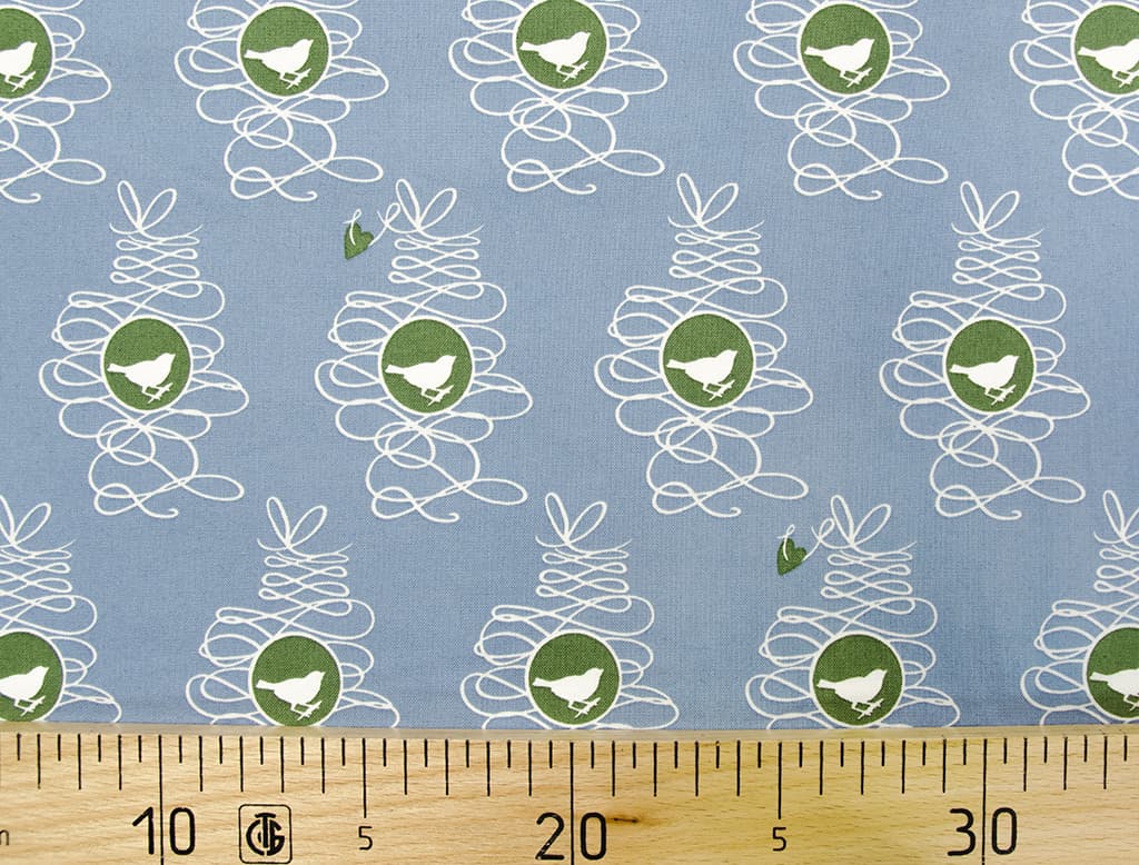 Ткань Gütermann Fenton House (голубой/птица в рамке)