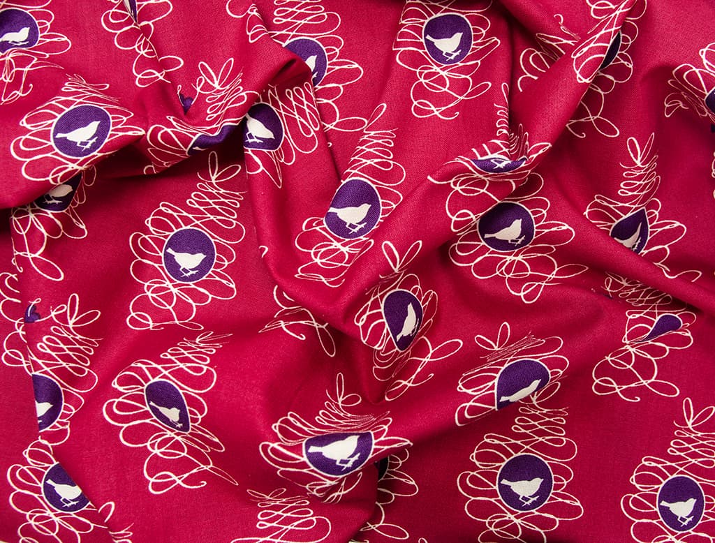 Ткань Gütermann Fenton House (красный/птица в рамке) - №1