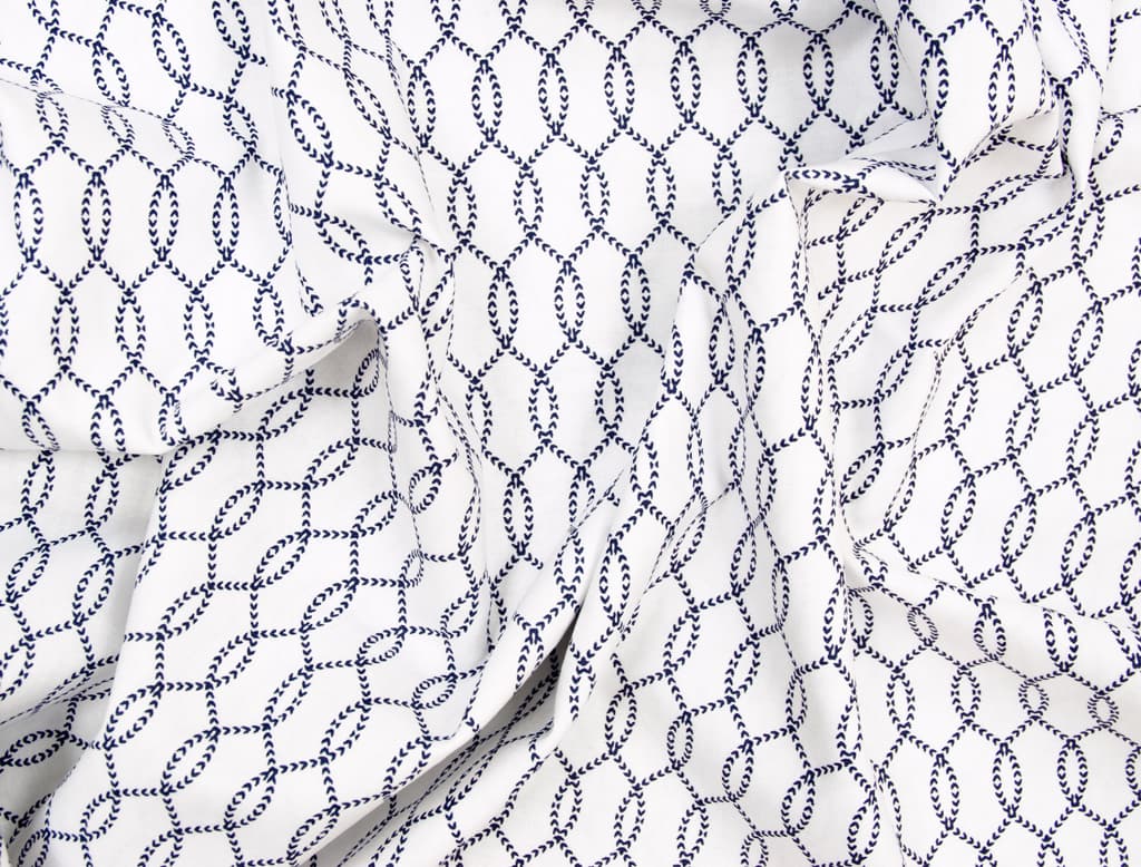 Ткань Gütermann Long Island (белый/ажурный синий рисунок) - №1