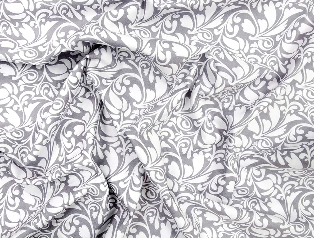 Ткань Gütermann Long Island (серый/белые цветы) - №1