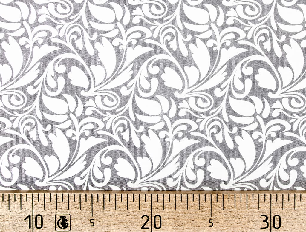 Ткань Gütermann Long Island (серый/белые цветы)