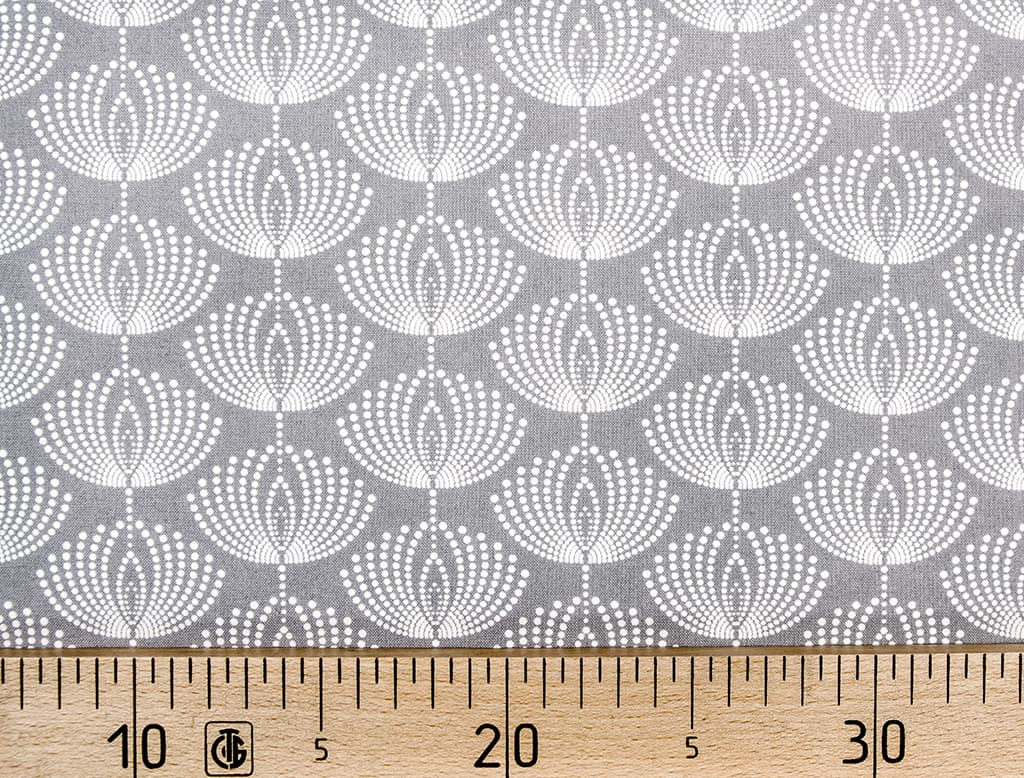 Ткань Gütermann Long Island (серый/белые одуванчики)