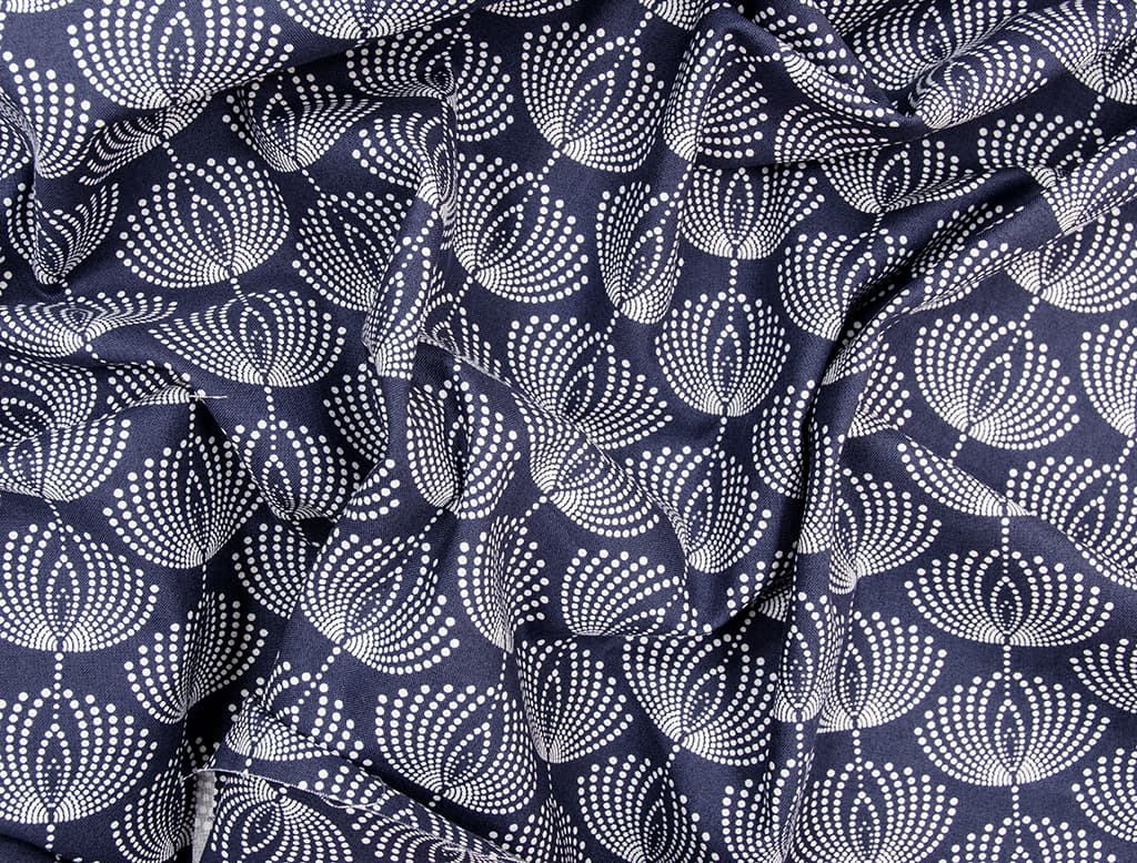 Ткань Gütermann Long Island (синий/белые одуванчики) - №1