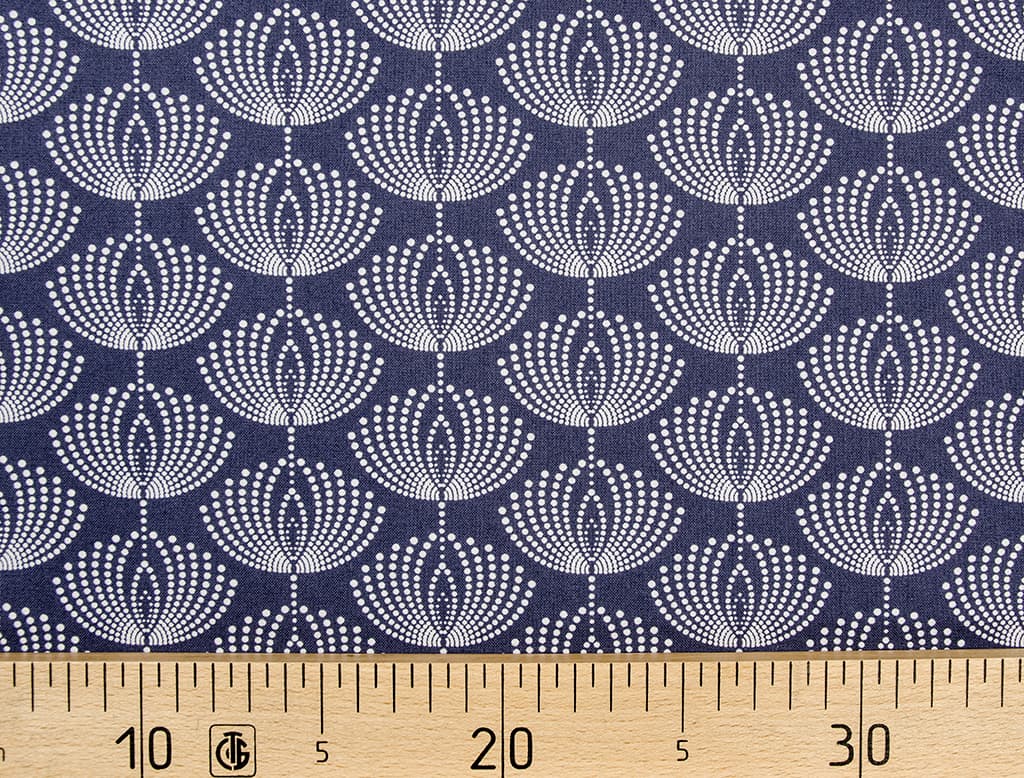 Ткань Gütermann Long Island (синий/белые одуванчики)