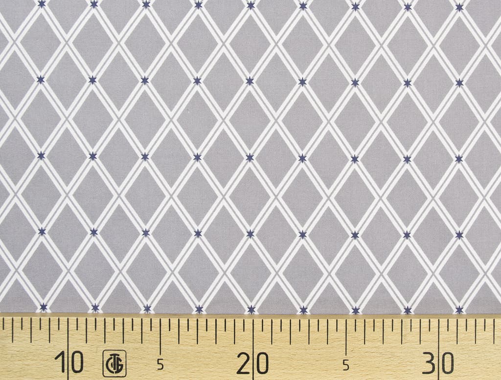 Ткань Gütermann Long Island (серый/белые ромбы)