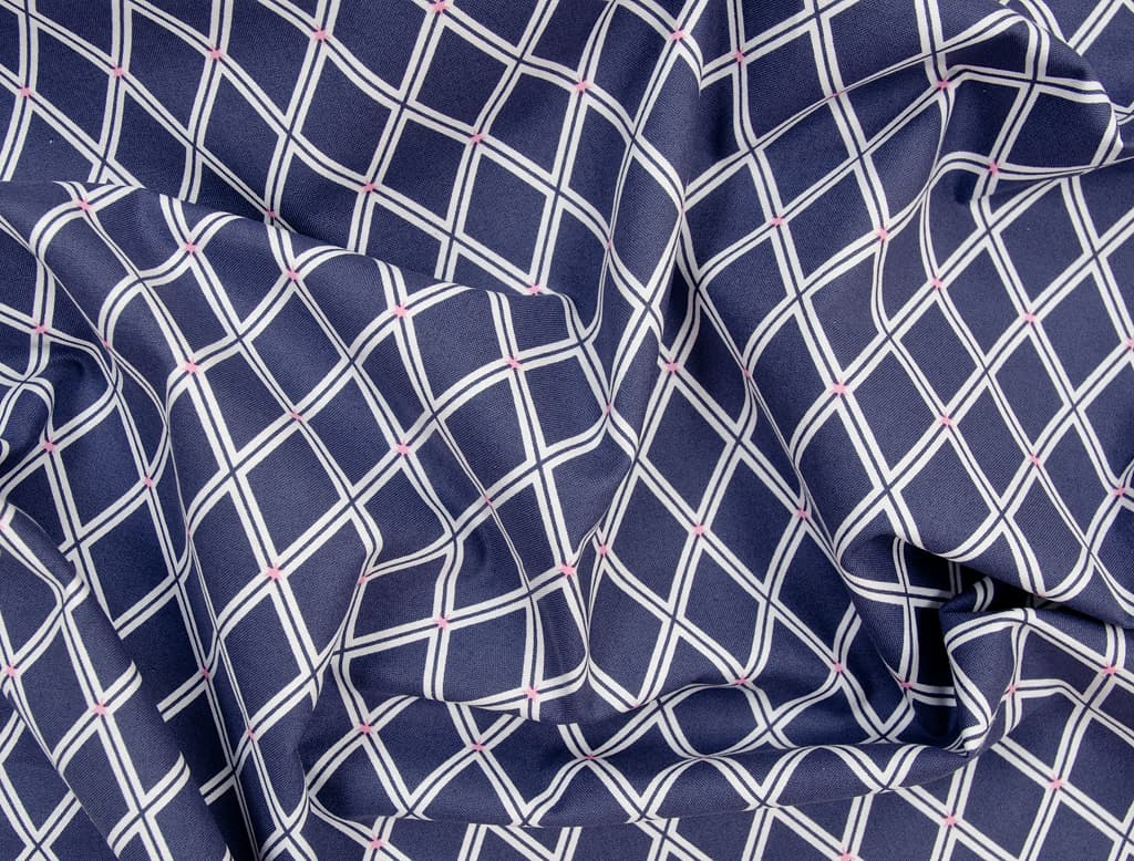 Ткань Gütermann Long Island (синий/белые ромбы) - №1