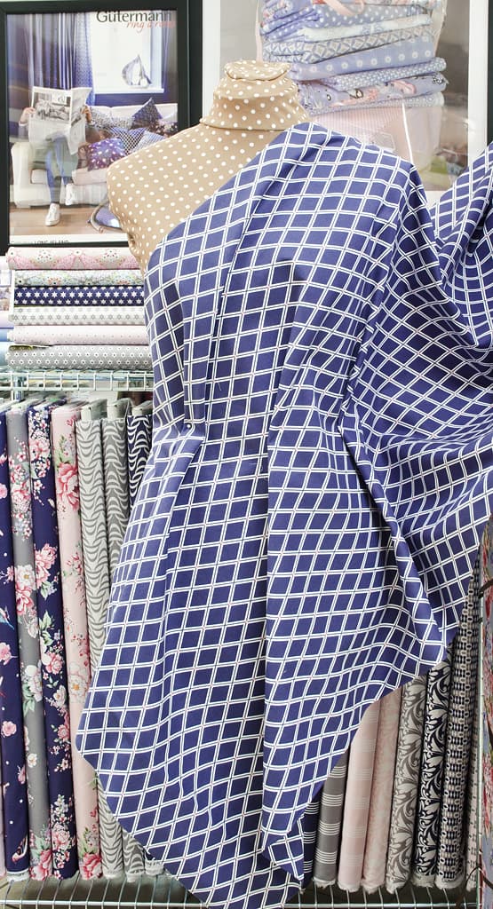 Ткань Gütermann Long Island (синий/белые ромбы) - №2