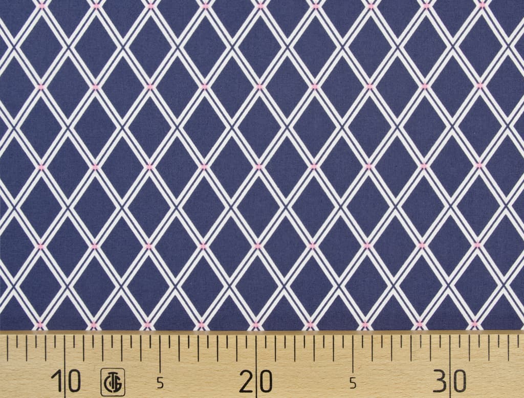 Ткань Gütermann Long Island (синий/белые ромбы)