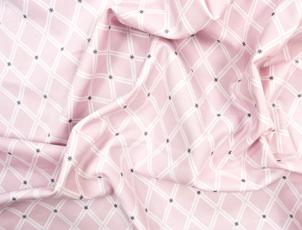 Ткань Gütermann Long Island (розовый/белые ромбы) - №1