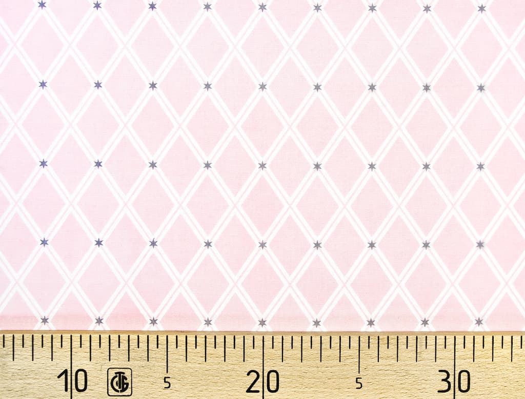 Ткань Gütermann Long Island (розовый/белые ромбы)