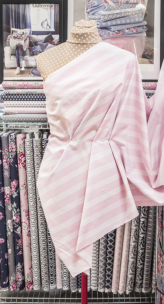 Ткань Gütermann Long Island (розовый/белые полосы) - №2