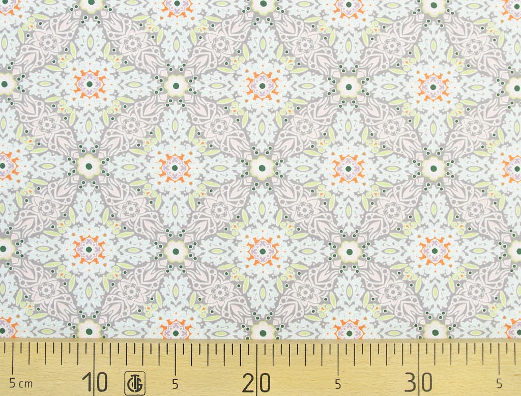 Ткань Gütermann Long Island (серый/разноцветный узор)