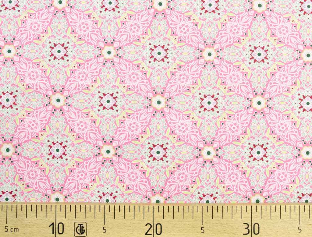 Ткань Gütermann Long Island (розовый/разноцветный узор)