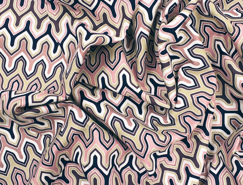 Ткань Gütermann Marrakesch (зиг-заг дымчато-розовый с синим) - №1
