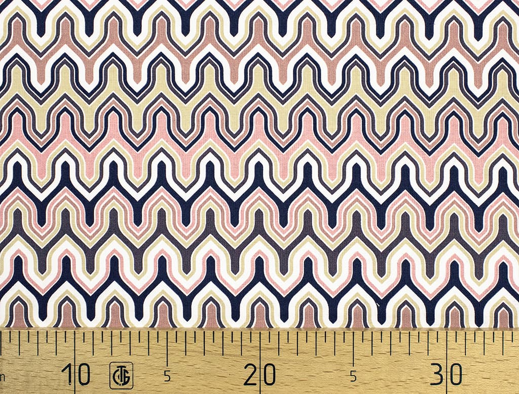 Ткань Gütermann Marrakesch (зиг-заг дымчато-розовый с синим)