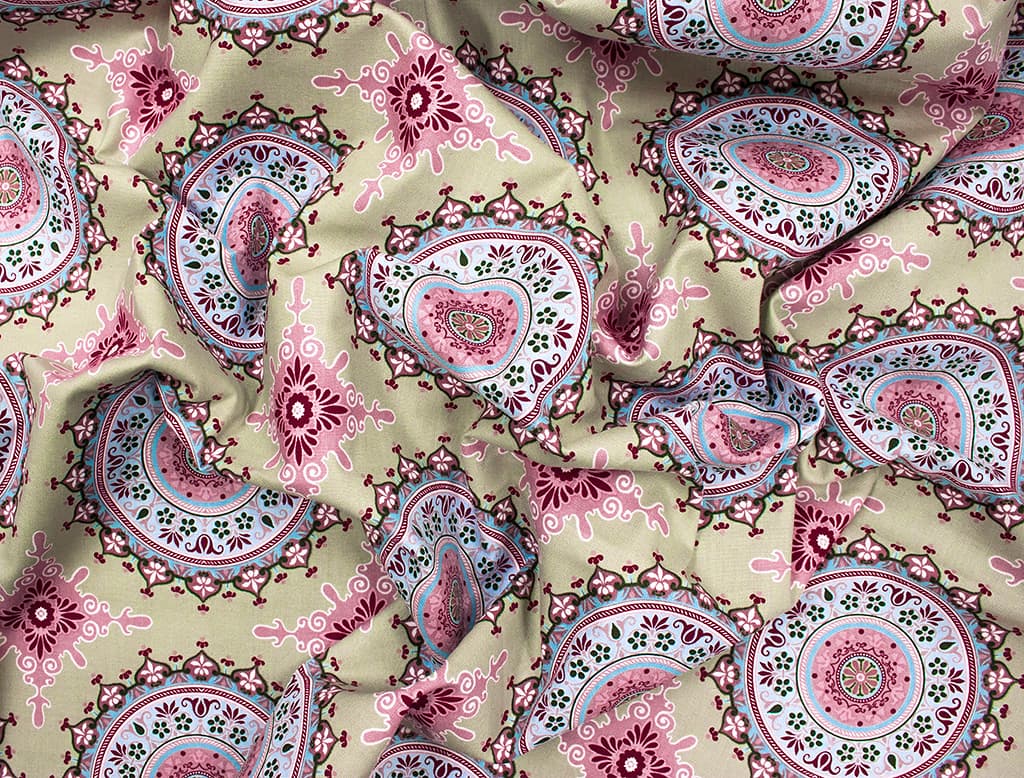 Ткань Gütermann Marrakesch (оливковый/голубая мандала) - №1