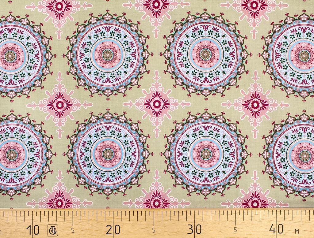 Ткань Gütermann Marrakesch (оливковый/голубая мандала)