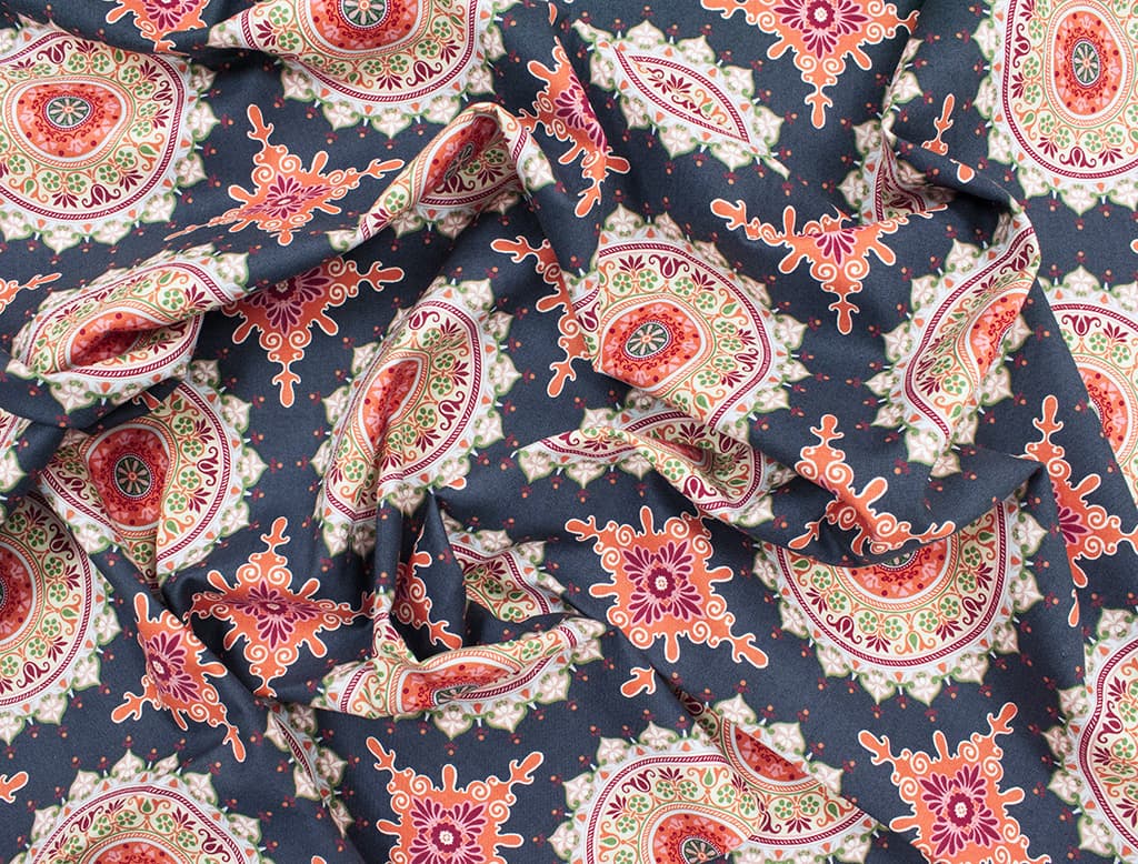 Ткань Gütermann Marrakesch (синий/оливковая мандала) - №1