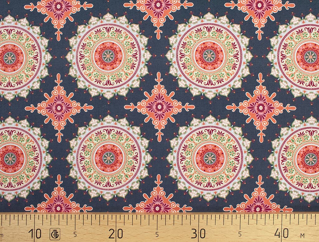 Ткань Gütermann Marrakesch (синий/оливковая мандала)