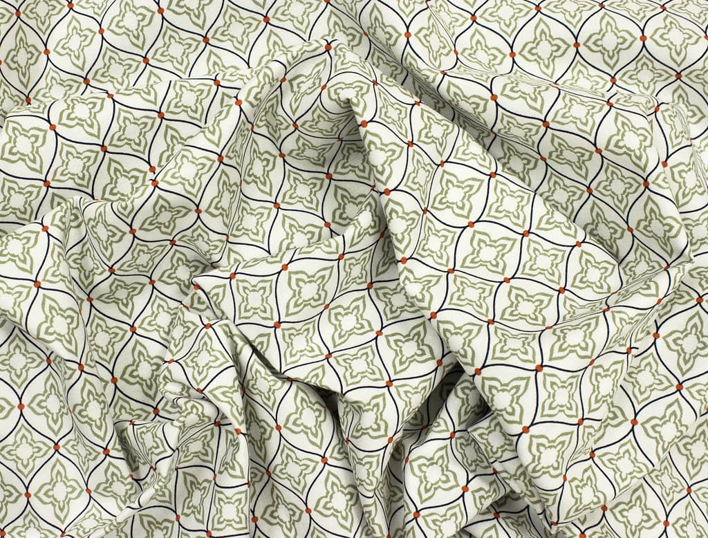 Ткань Gütermann Marrakesch (оливковый восточный ромбовидный узор на белом) - №1