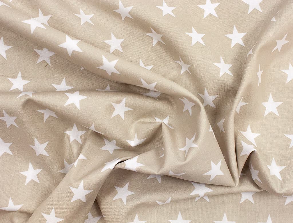 Ткань Gütermann Circus (белые звезды на бежевом) - №1