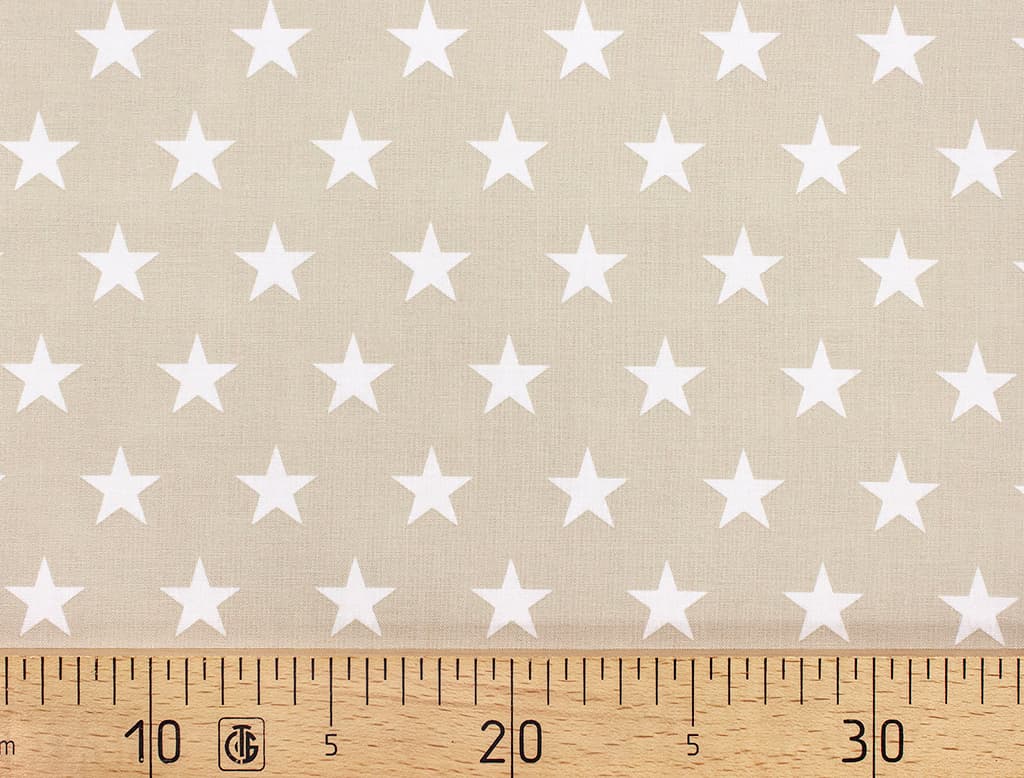 Ткань Gütermann Circus (белые звезды на бежевом)