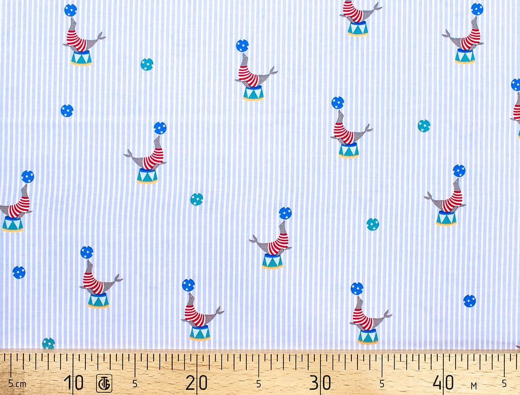 Ткань Gütermann Circus (морской котик на голубом)