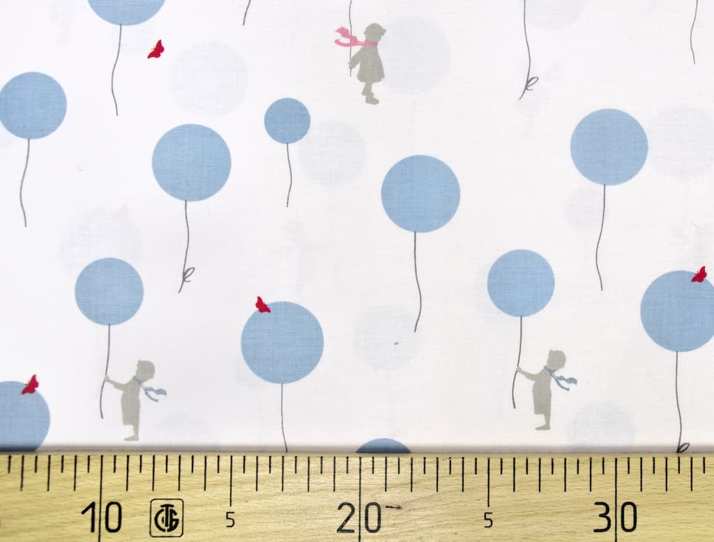 Ткань Gütermann Little Friends (голубые шарики на белом)