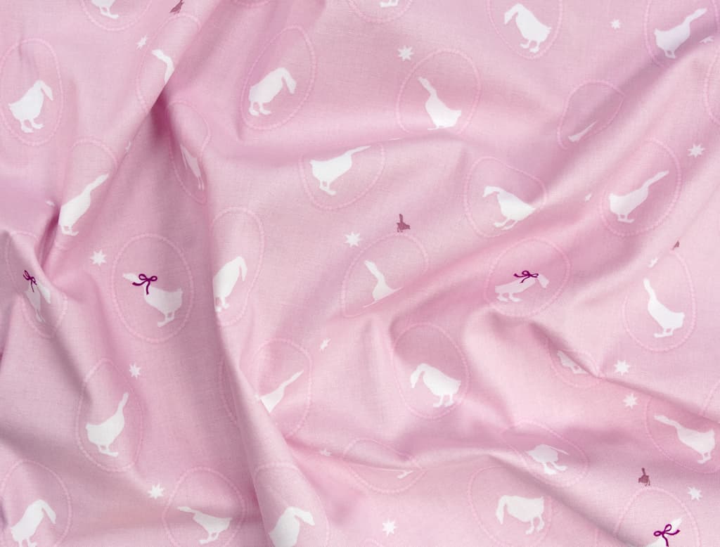 Ткань Gütermann Little Friends (розовый/белый гусь) - №1