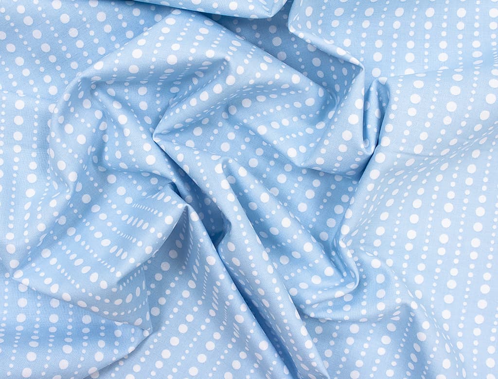 Ткань Gütermann Blooms (голубой в белый горошек) - №1