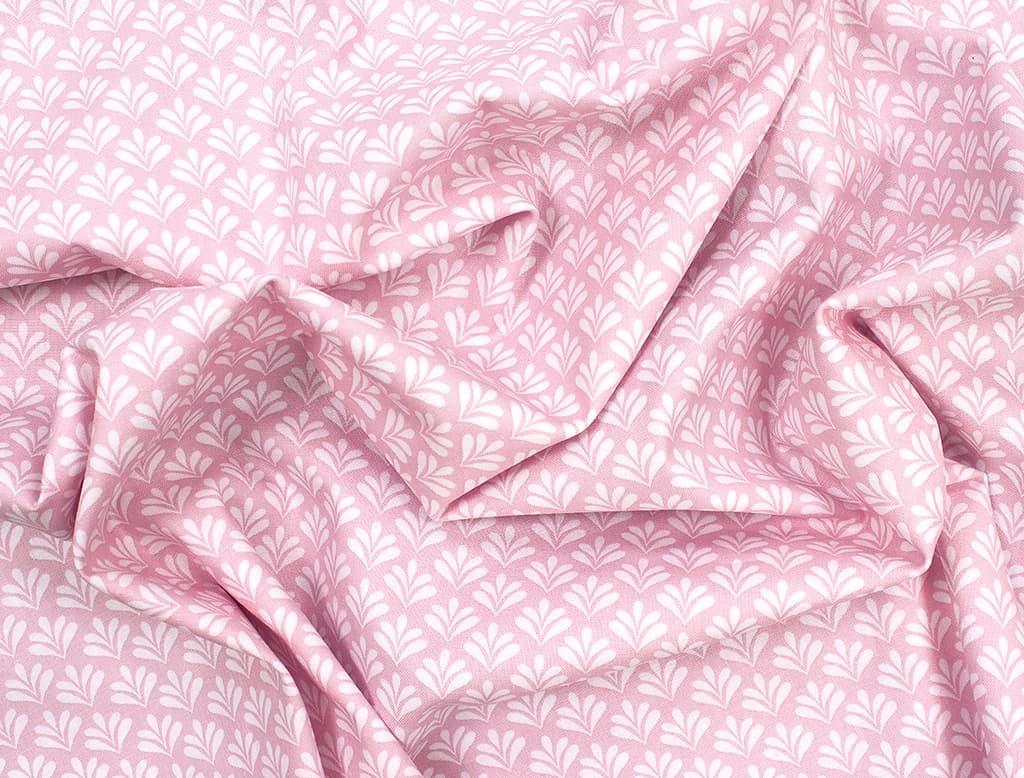 Ткань Gütermann Blooms (белые пятилистники на розовом) - №1