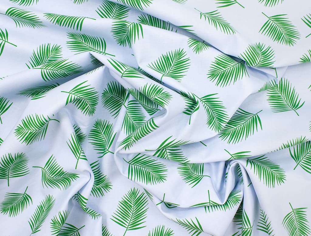 Ткань Gütermann Blooms (зеленая веточка на голубом) - №1