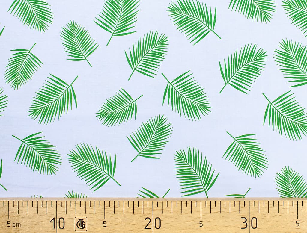 Ткань Gütermann Blooms (зеленая веточка на голубом)