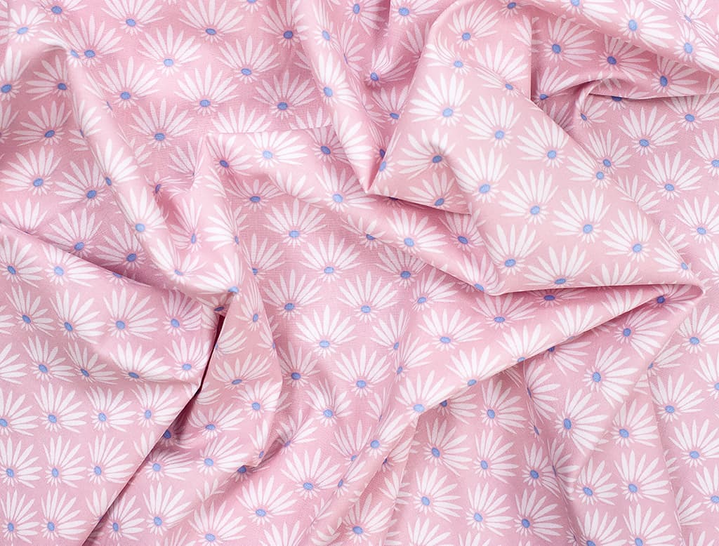 Ткань Gütermann Blooms (белый цветочный орнамент на розовом) - №1