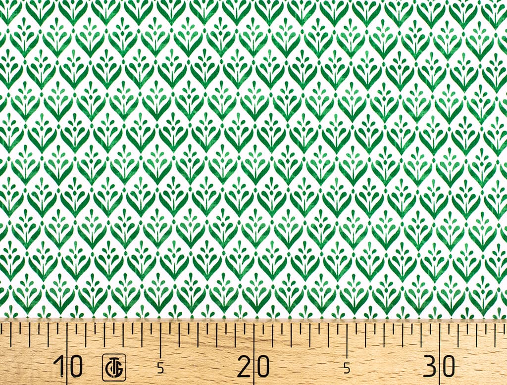 Ткань Gütermann Blooms (зеленый узор на белом)