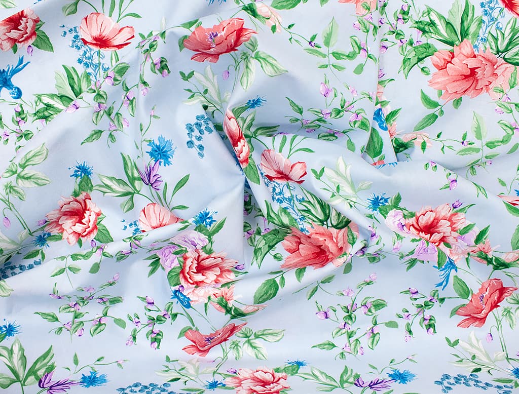 Ткань Gütermann Blooms (крупные букеты цветов на голубом) - №1