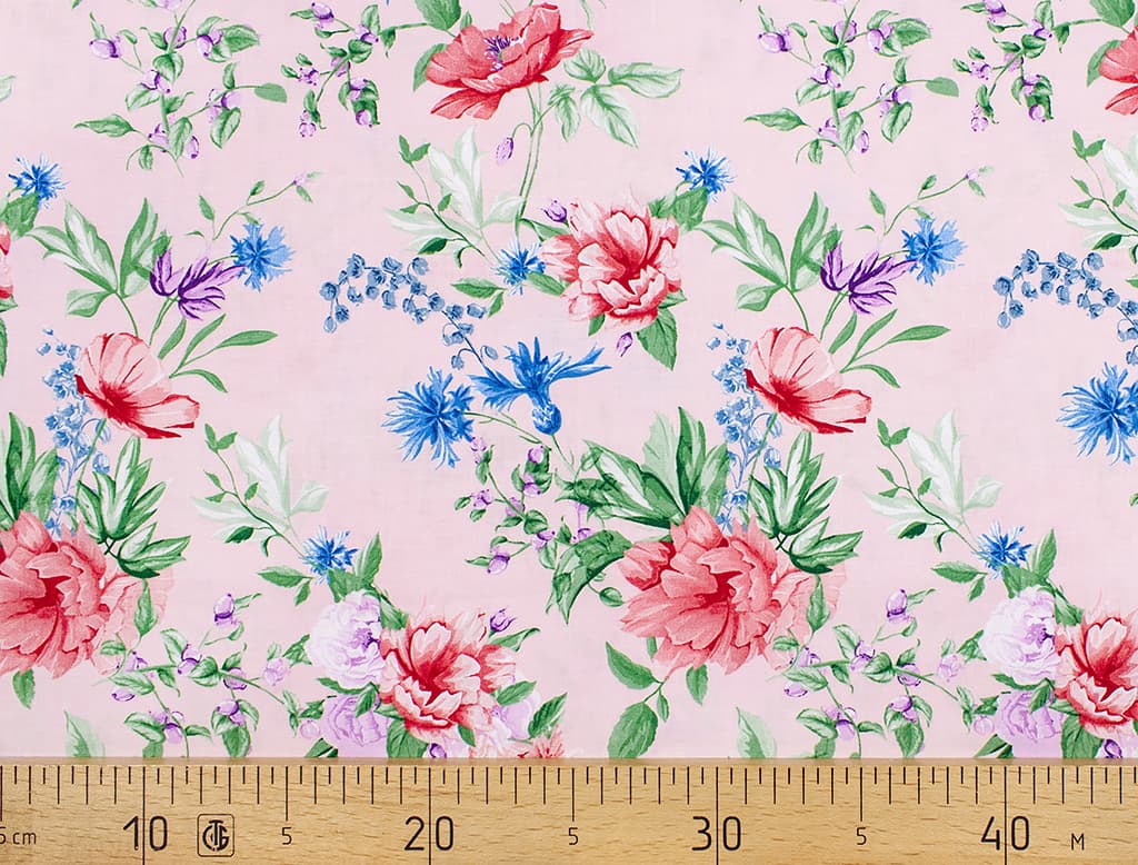 Ткань Gütermann Blooms (крупные букеты цветов на розовом)