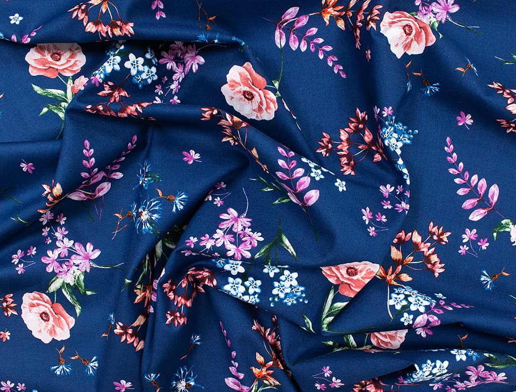 Ткань Gütermann Blooms (разнообразные цветы на синем) - №1