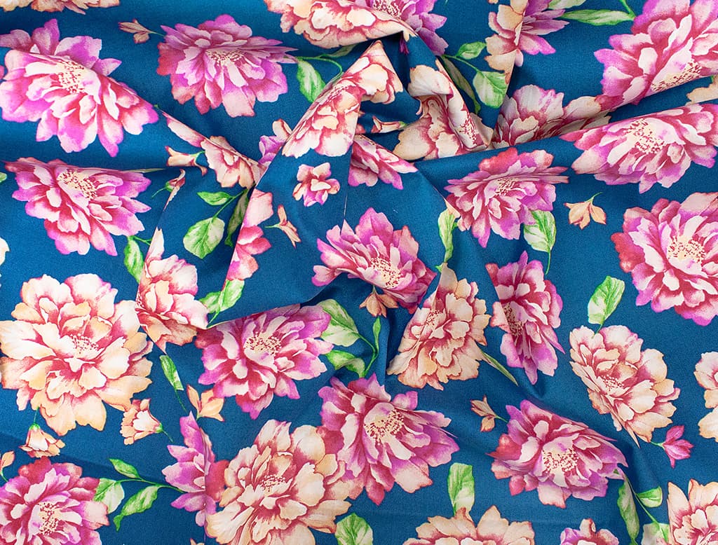 Ткань Gütermann Unique (пионы на ярко-синем) - №1