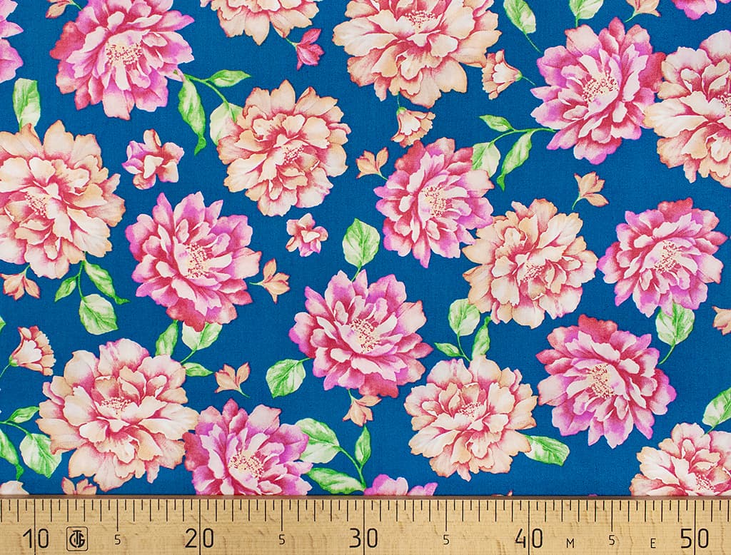 Ткань Gütermann Unique (пионы на ярко-синем)