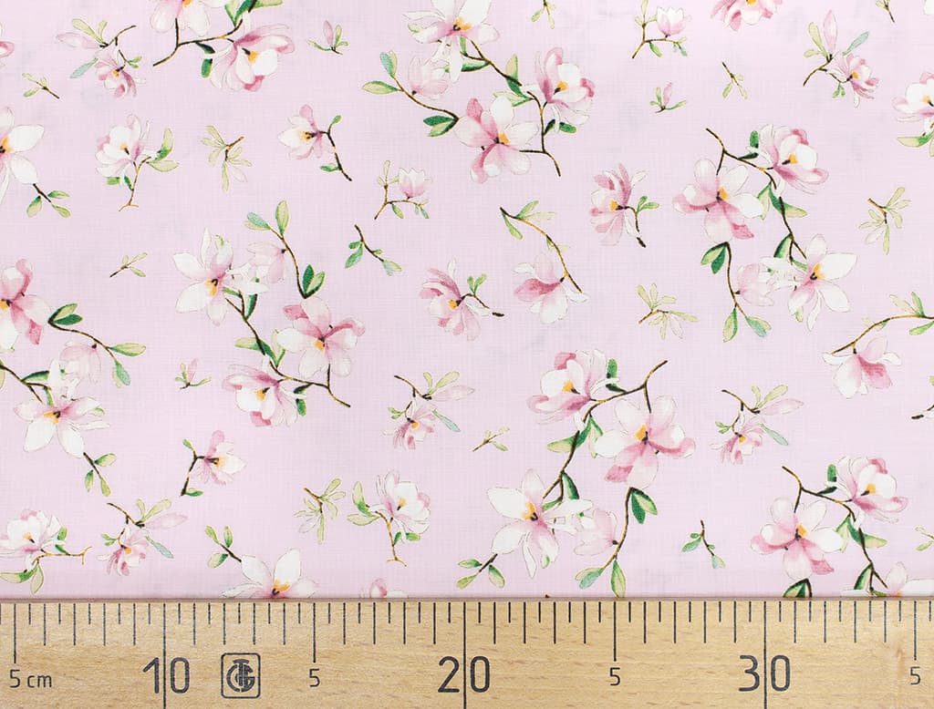 Ткань Gütermann Cosy Mood (веточки с цветами на розовом)