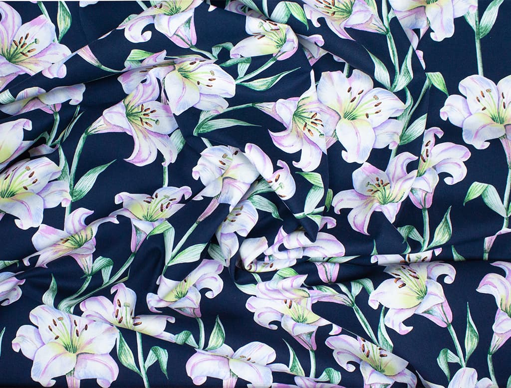 Ткань Gütermann Elegant Spirit (лилии на темно-синем) - №1