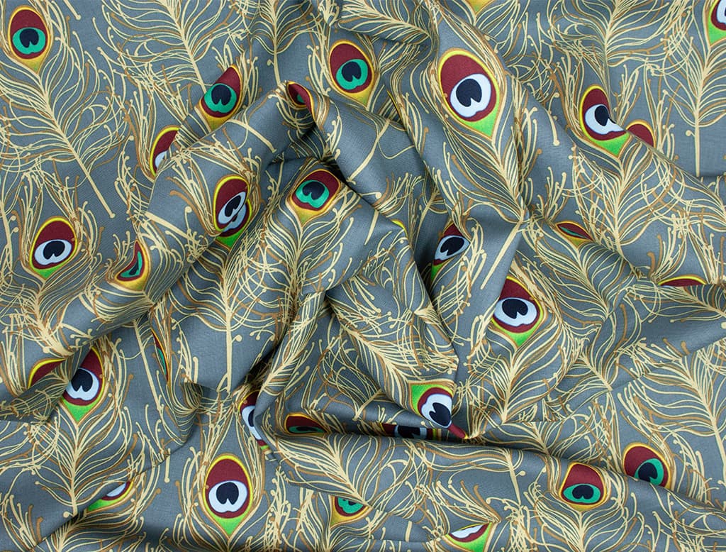 Ткань Gütermann Elegant Spirit (перья павлина на сером) - №1