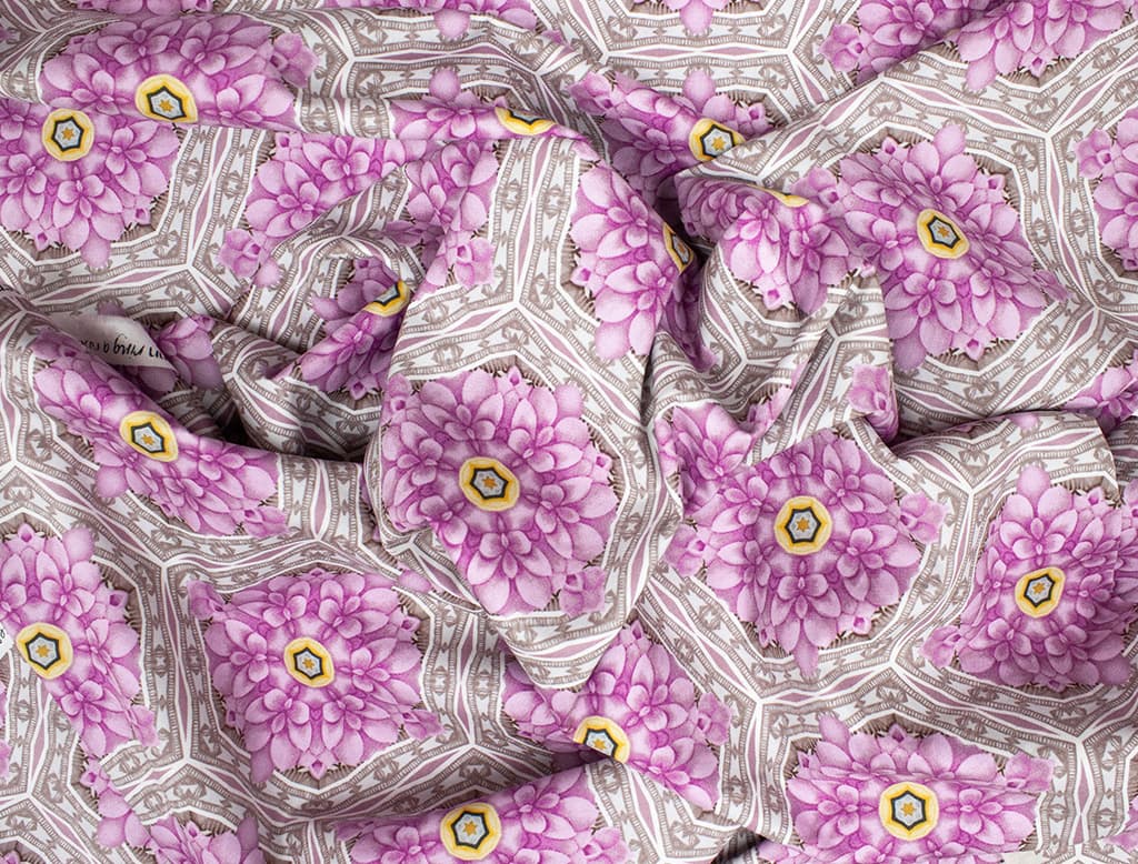 Ткань Gütermann Light Breeze (ярко-розовый цветочный калейдоскоп) - №1