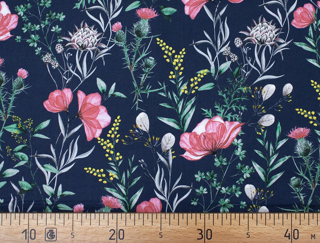Ткань Gütermann Natural Beauty (цветы на темно-синем)