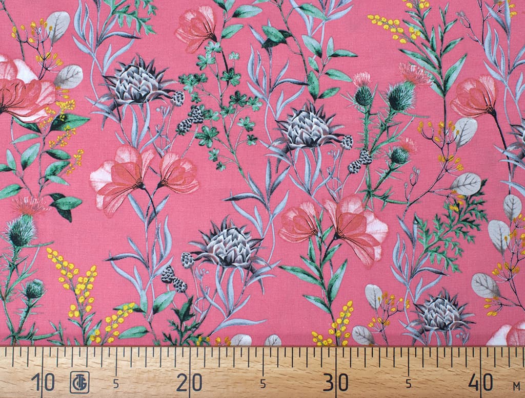 Ткань Gütermann Natural Beauty (цветы на розовом)
