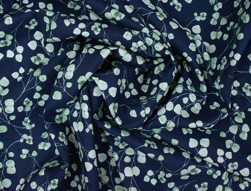 Ткань Gütermann Natural Beauty (зеленые веточки на темно-синем) - №1