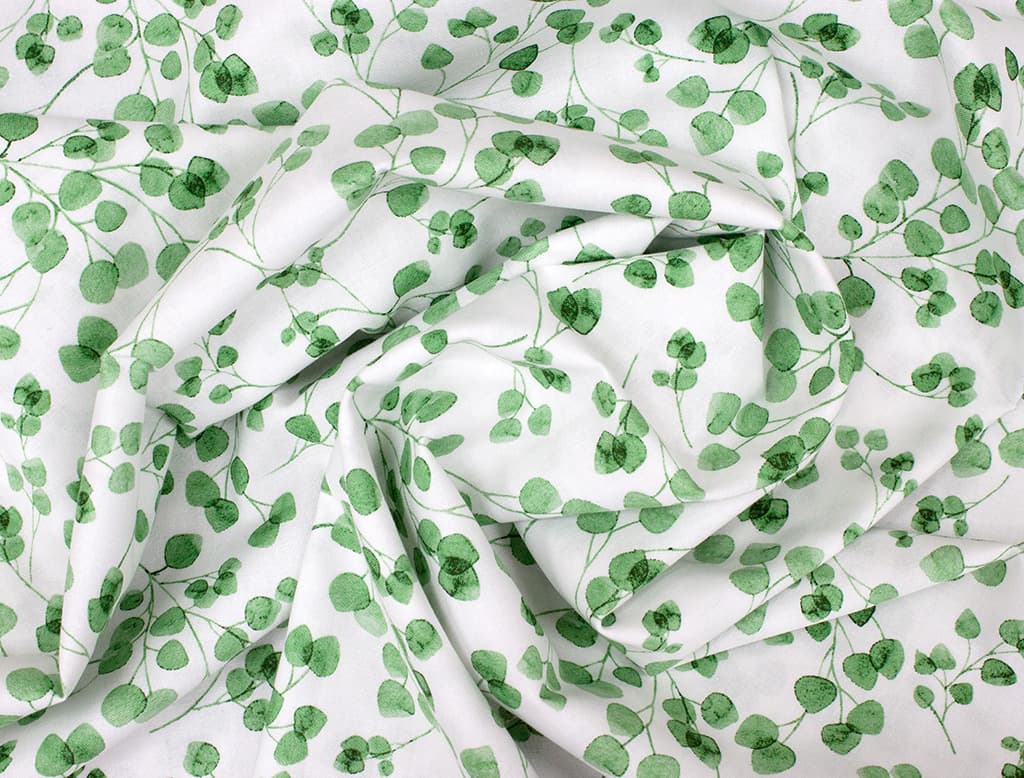 Ткань Gütermann Natural Beauty (зеленые веточки на белом) - №1