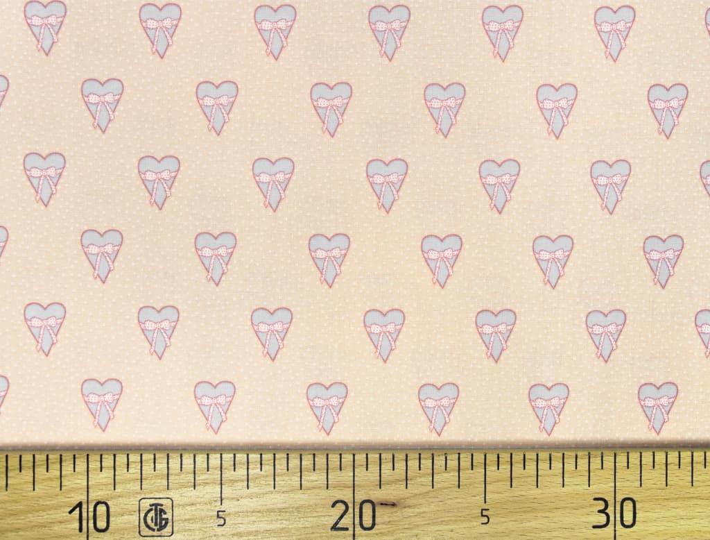 Ткань Gütermann With Love (бежевый/сердце с бантиком)